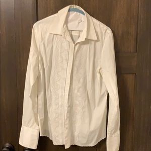 Saks 5th Avenue white snap up shirt